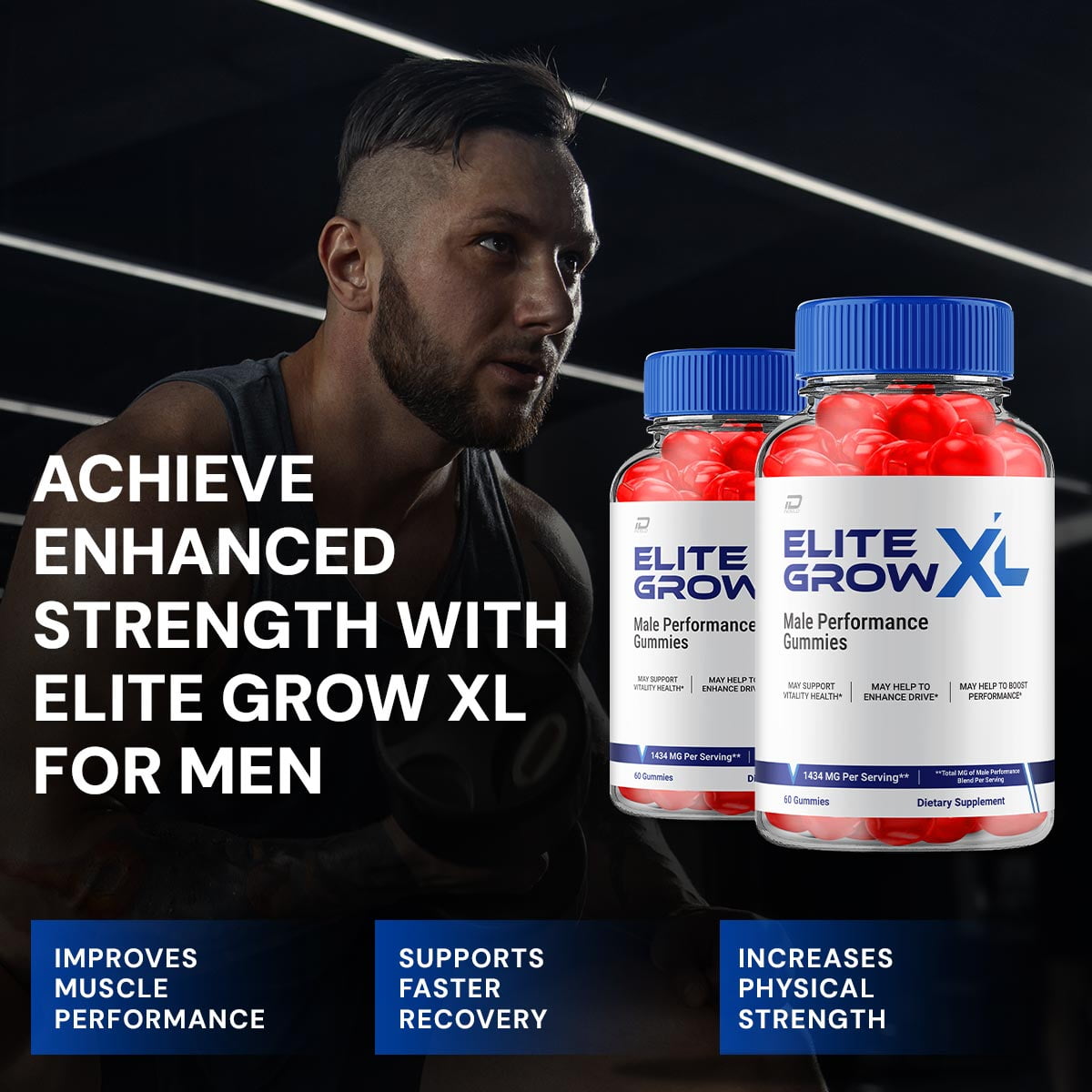 Elite Grow XL Gummies for Men – EliteGrow XL Male Gummies All-Natural Supplement, EliteGrowXL Gummies Reviews, 5 Pack, 300 Gummies