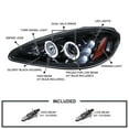 thumbnail image 3 of Spec-D Tuning Dual Halo Rim Glossy Black Housing Smoke Lens Projector LED Headlights Compatible with 1999-2005 Pontiac Grand AM, Left + Right Pair Headlamps Assembly, 3 of 5