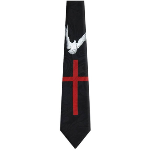 Mens Novelty Christian Necktie - Black Red White