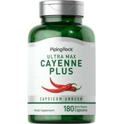 Cayenne Pepper | 180 Capsules | Plus Ginger and Hawthorn Berry | by Piping Rock
