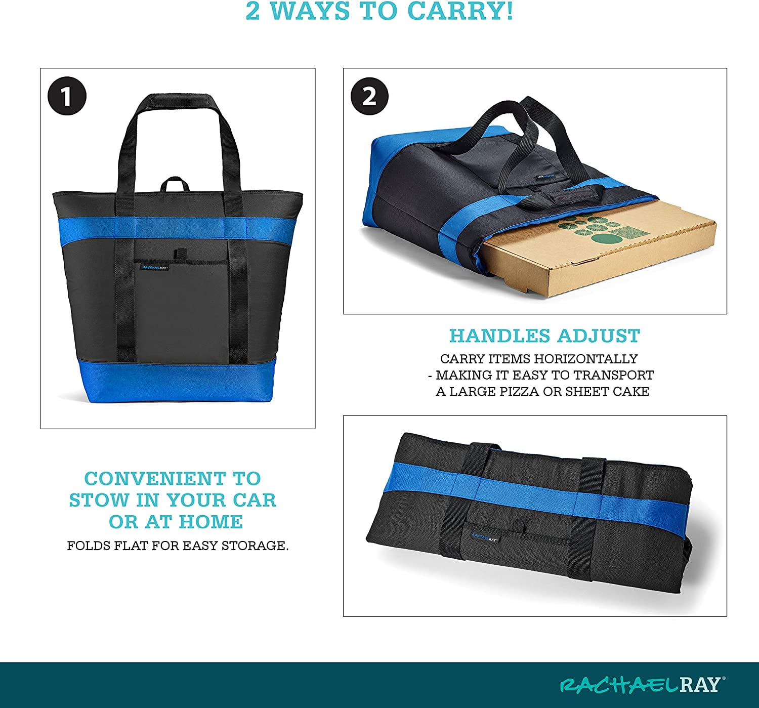 Rachael Ray Jumbo Chillout, Soft Sided Cooler Bag, Insulated Thermal Tote, Black.