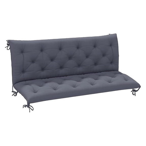 Qtypgm 59" x 38" Tufted Bench Cushion for Outdoor Furniture, 3-Seater Replacement for Swing Chair, Patio Sofa/Couch, Overstuffed, Includes Backrest, Dark Gray