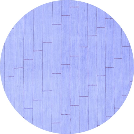 Ahgly Company Machine Washable Indoor Round Solid Blue Modern Area Rugs, 8' Round