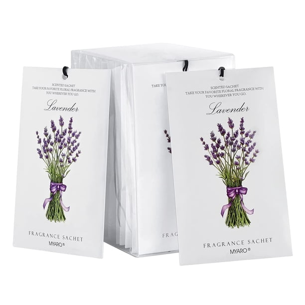 MYARO 12 paquetes de bolsitas perfumadas de lavanda, ambientador para cajones y armarios, bolsitas de larga duración, desodorantes para cajones, aromas frescos, bolsita de fragancia para el hogar para