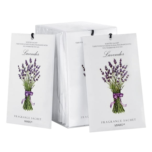 MYARO 12 paquetes de bolsitas perfumadas de lavanda, ambientador para cajones y armarios, bolsitas de larga duración, desodorantes para cajones, aromas frescos, bolsita de fragancia para el hogar para