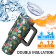 thumbnail image 5 of 40oz Pioneer Flower Floral Print Pattern Insulated Tumbler with Handle, BPA-Free Leak Proof Lid and Straws, Double Wall Vacuum, Hot 12h/Cold 34h, 5 of 6