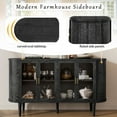 thumbnail image 5 of Buffet Cabinet with Storage, Wood Buffet Cabinet with 4 Glass Doors and Adjustable Shelves for Kitchen, Dining Room and Living Room (Black), 5 of 9