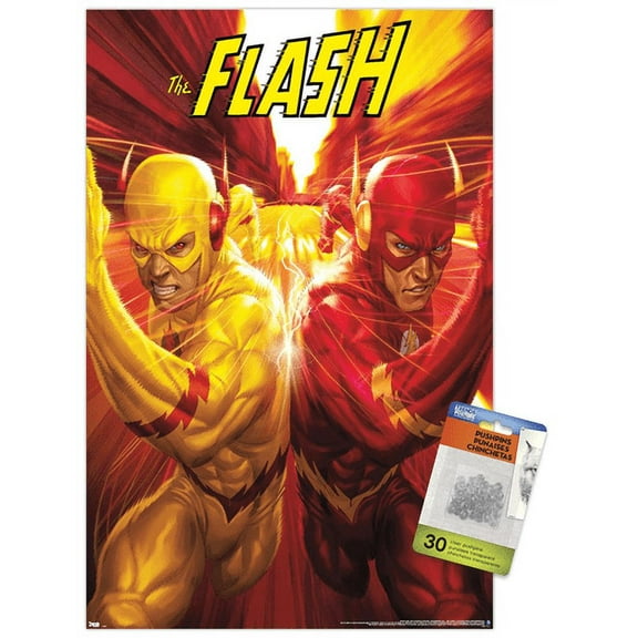 DC Comics - The Flash and The Reverse Flash - Race Wall Poster with Push Pins, 14.725" x 22.375"