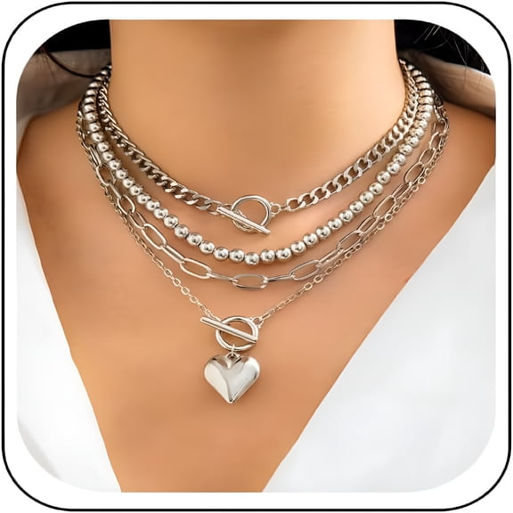 DESIGNICE Layered Gold Necklaces for Women Chunky 18K Gold Necklace Stack Layered Cuban Paperclip Snake Chain Necklace Retro Coin Dainty Pendant Toggle Clasp Necklace