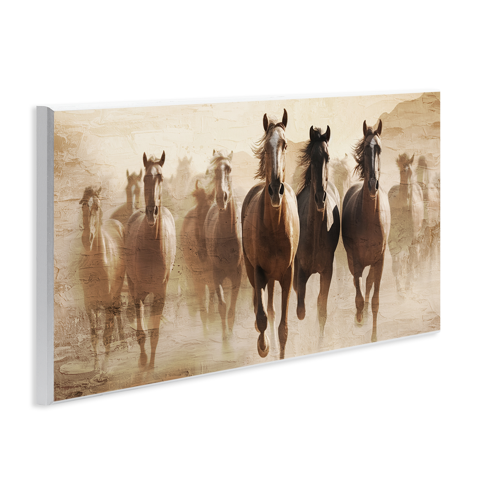 Stupell Industries Rustic Layered Gallop Animals Painting Unframed Art Print Wall Art, 17 x 7