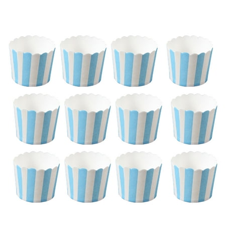 

50PCS Blue and White Stripes Paper Cup Cupcake Wrappers Baking Packaging Cup Heat Resistant Cupcake Cups