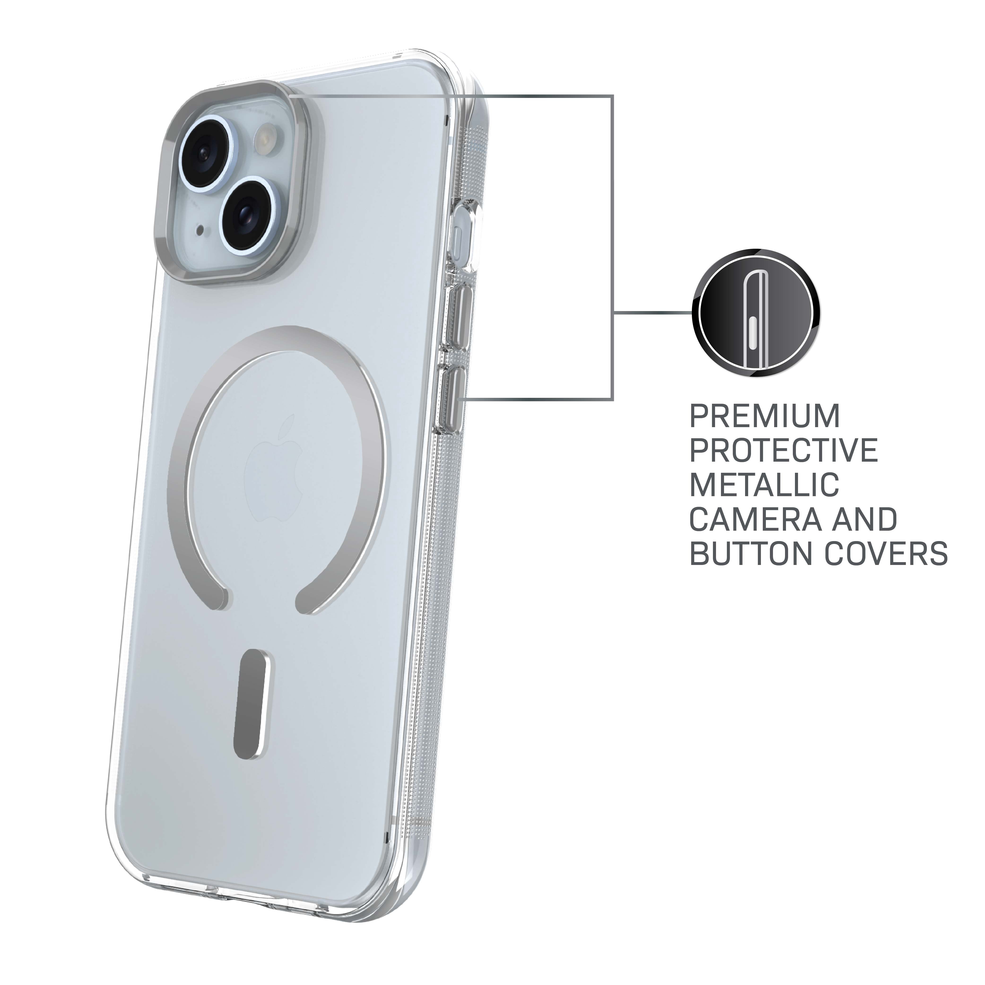 Body Glove Reflector Phone Case for iPhone 17e / 16e / 15 / 14 / 13, MagSafe Compatible - Clear/Silver