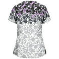 thumbnail image 3 of Jinhomg Womens Plus Size Scrubs Tops Elegant Cute Floral Print Nursing Uniform Lightweight Comfy Short Sleeve V-Neck Tunic Blouse with Pockets Lighten 90 off Clearance Sale Gray M, 3 of 5