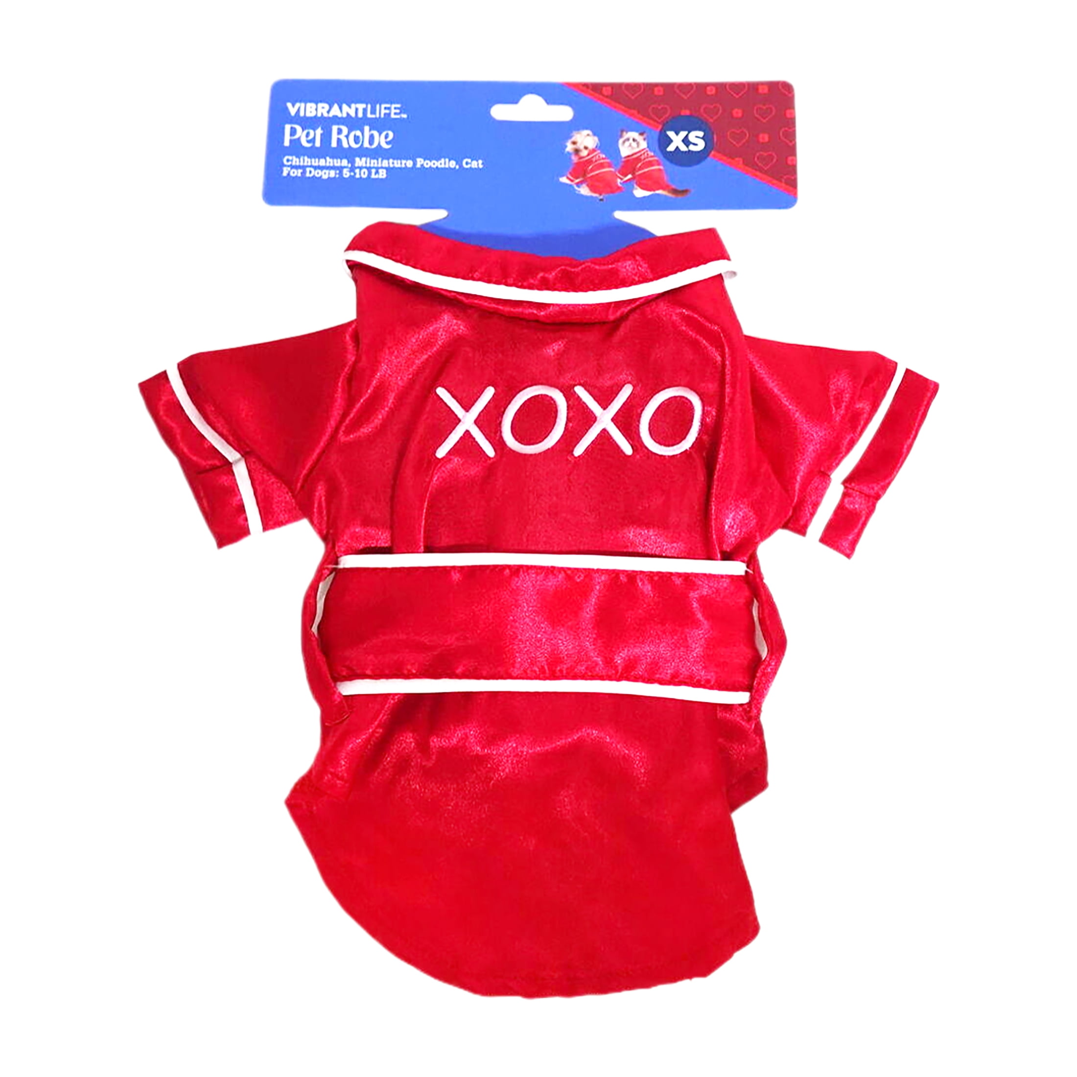 Vibrant Life Valentine's Day Pet Robe, XOXO, Red, X-Small
