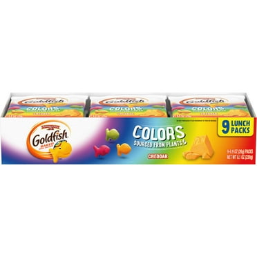 2X - Goldfish Colors Cheddar Crackers, Snack Pack, 0.9 Oz, 9 Ct Multi-Pack Tray