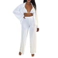 thumbnail image 2 of SAYOO Ropa de mujer de 3 piezas, blusa común, sujetador de tirantes, pantalones SAYOO moda, 2 of 6