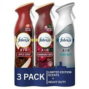 Febreze Air Effects Odor-Fighting Air Freshener Apple Cider, Cranberry Tart, Heavy Duty Crisp Clean, 8.8 oz. Aerosol Can, Pack of 3