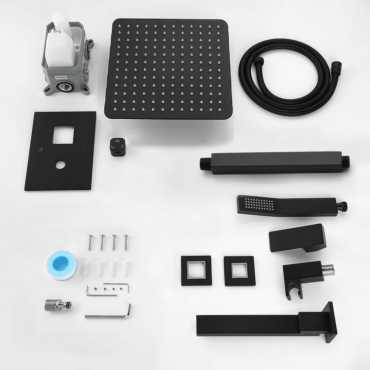 Shower System with Tub Spout, 12 inch Shower Head Shower Set for Bathroom, Matte Black