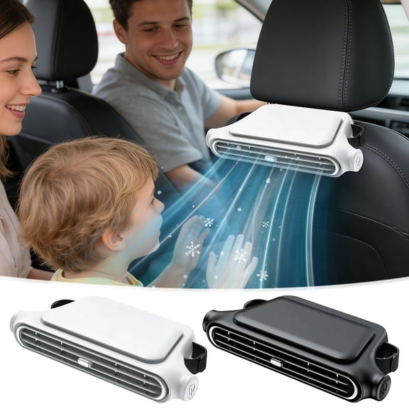 Gumesh Car Fan for Driver and Passenger's Seat, 3-Speed USB Rechargeable Quiet Backseat Fan for SUV Truck RV - Clip-On Design