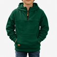 thumbnail image 2 of DJDLJWCJ Boys Hoodies Fleece Lined Winter Warm Long Sleeve Pullover Hooded Sweatshirt Quarter Zipper Solid Color Sweatshirts Green Size 4T, 2 of 2