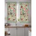 thumbnail image 2 of Sage Green Floral Tier Curtains 45 Inch Length,Sheer Curtains for Bedroom Living Room Window Spring Flowers Leaves Farmhouse Rod Pocket Drapes Kitchen Curtains Small Half Window 27.5"x45" 2 Panels, 2 of 6