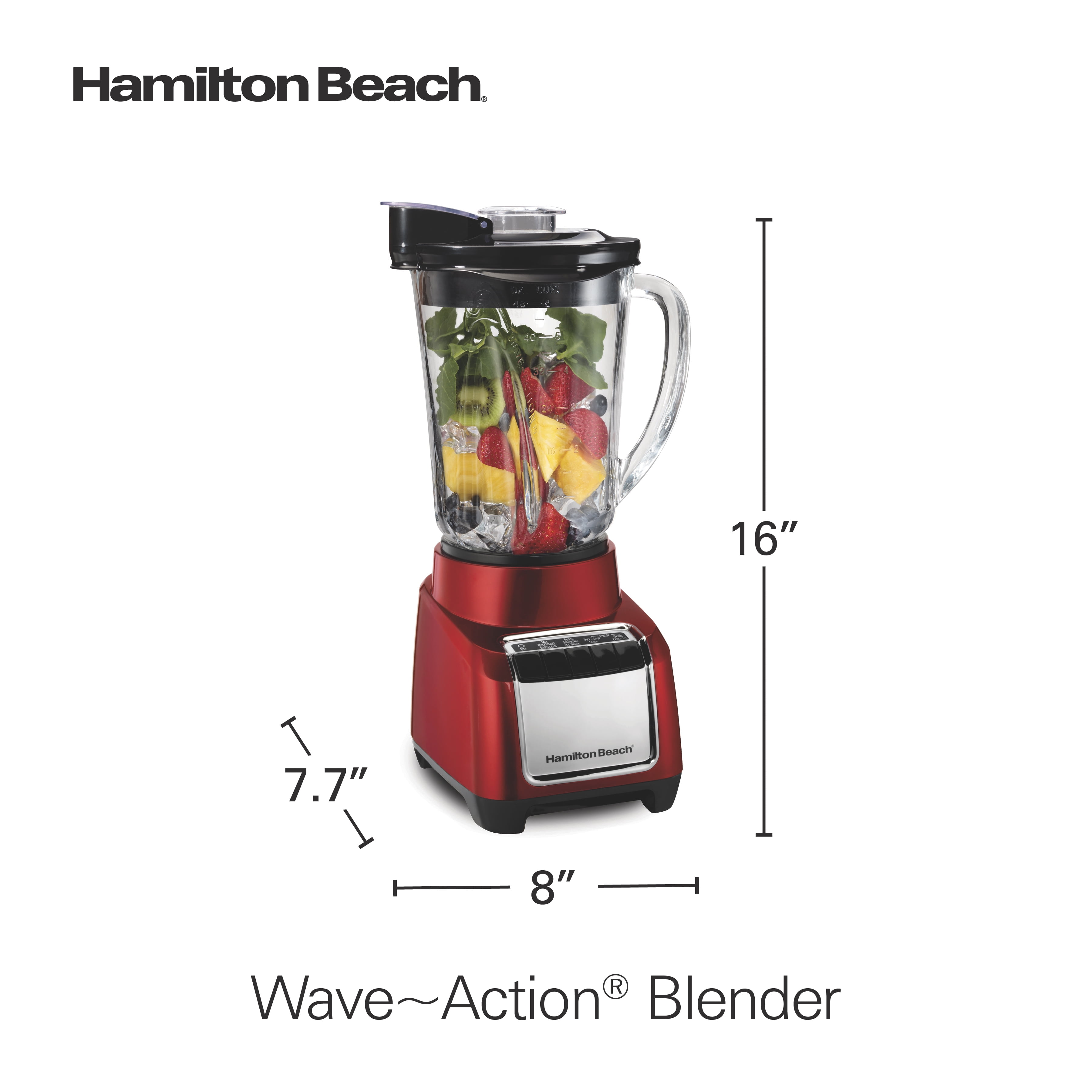Hamilton Beach Wave Action Blender for Shakes and Smoothies, 48 oz.  capacity, Glass Jar, Black, 53521 
