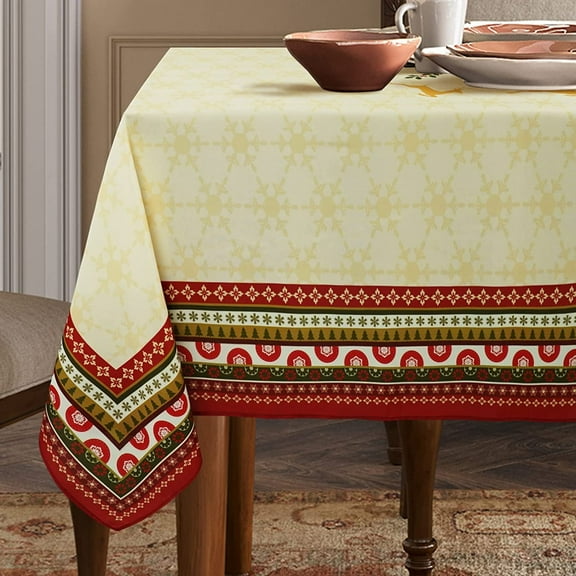 Christmas Tablecloth Red Rectangle Tablecloth, 60 x 84 inch, New Year''s Eve Tree Snowflake Floral Decoration Table Cover Waterproof and Oil Proof Table Cloth for Party Kitchen Dinner