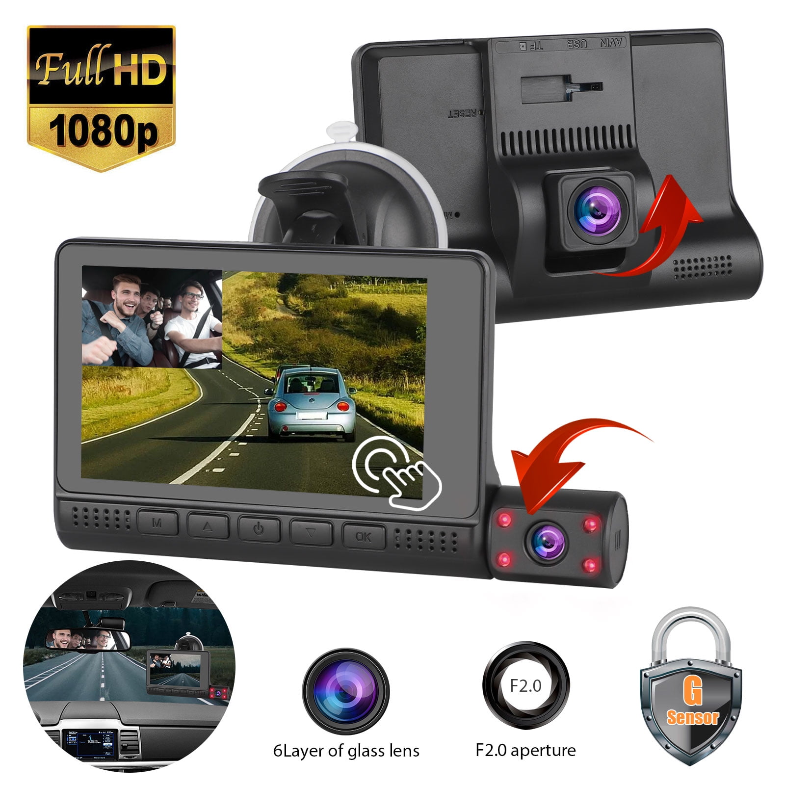HD Dual Lens Car DVR Dash Cam With Rear View Camera Night Vision Video Recorder 