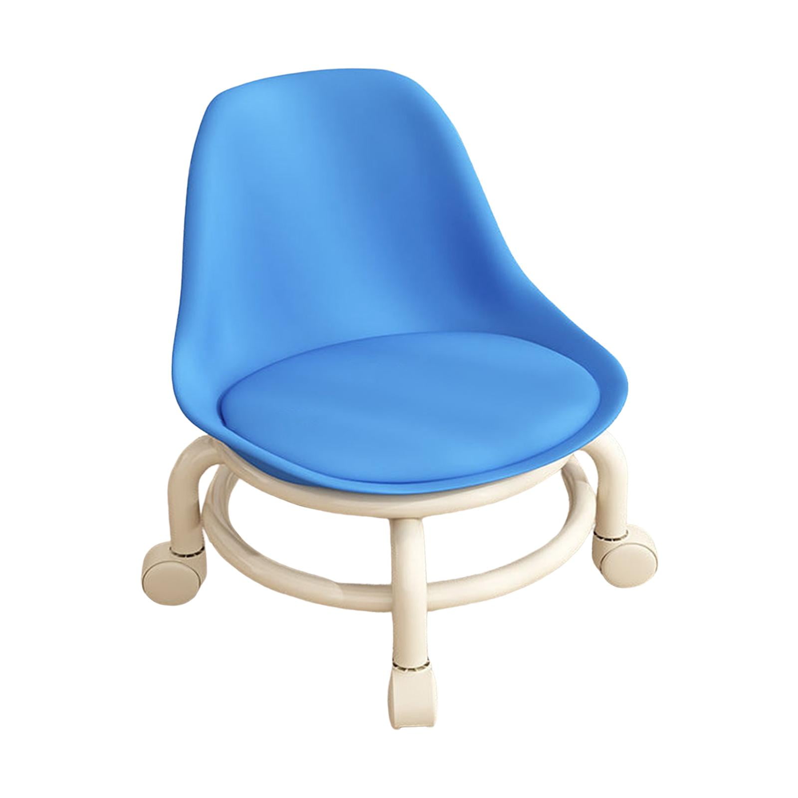 Low Height Rolling Stool with Back Stainless Steel Step Stool Blue