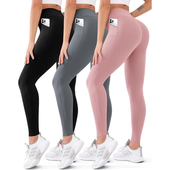 ZENFLEX 3 Pack High Waisted Leggings for Women Butt Lift Tummy Control Yoga Pants Non See-Through Workout Running Pants…