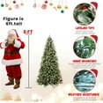 thumbnail image 6 of Spaco Artificial 6ft LED-lit Christmas Tree with 1593PE/PVC Mixed Branch Tips and Red Fruit, Christmas Tree with Hinged Premium & Foldable Base for Indoor Holiday Decorating, Green, 6 of 9