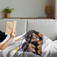 thumbnail image 3 of Birthday Soft Flannel Fleece Throw Blanket, Rottweiler Pets Party Cone Hats Puppies Dogs Artwork Print, Cozy Plush for Indoor and Outdoor Use, 50" x 70", Marigold and Black, by Ambesonne, 3 of 5