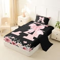 thumbnail image 2 of Erosebridal Letter A Twin Sheet Sets for Girl, Cherry Blossoms Bedding, Black Pink, 3 Pieces, 2 of 5