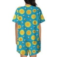 thumbnail image 6 of Uemuo Bee Sunflower Pattern Women's Short-Sleeved Pajama, Button-Front Loungewear, 2-Piece Summer Sleepwear, Elastic Drawstring Shorts-3X-Large, 6 of 7