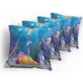thumbnail image 5 of Ambesonne Colorful Throw Pillow Cover 4 Pack, Cartoon Mermaid Fish, 20", Multicolor, 5 of 7