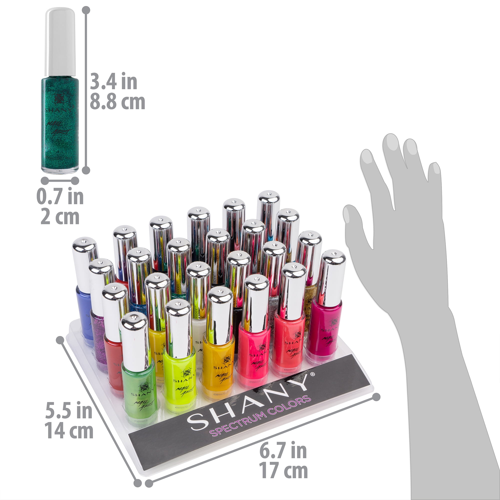 SHANY Nail Art Set Nail Polish - Glitter, Metallic , Pearls, Neon and Matte Nail Varnish NailArt Drawing Decoration Set With Built-in Thin Nail Brush - 24 Spectrum Colors