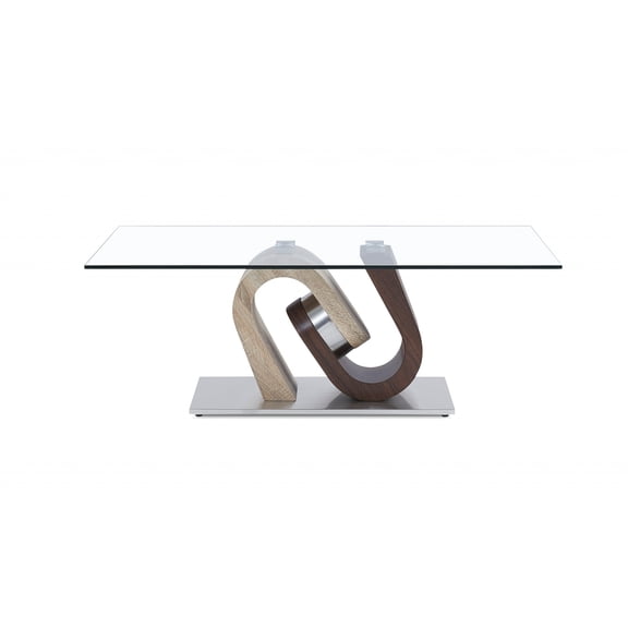 Oak and Walnut Ultra modern Glass top Coffee Table