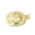 thumbnail image 2 of Brass Micro Pave Clear Cubic Zirconia Pendants Cadmium Free & Lead Free Cowboy Hat Real 18K Gold Plated 21x15x5mm Hole: 3.5mm, 2 of 3