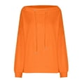 thumbnail image 4 of BiZtdJrK Plus Size Sweatshirt for Women Off Shoulder Drawstring Long Sleeve Shirts Loose Fit Fashion Fall Pullover Tops Orange XXL, 4 of 6