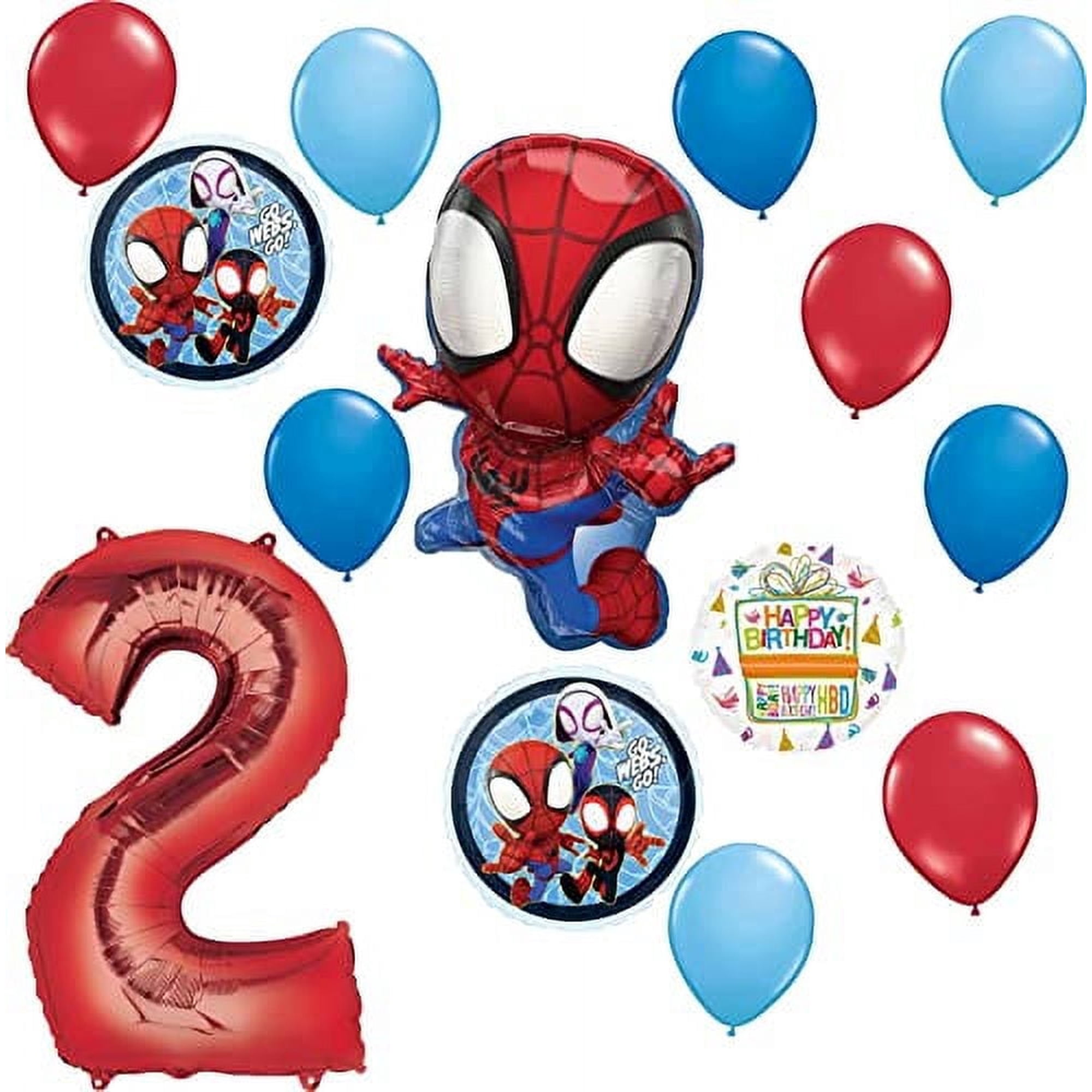 Spidey and His Amazing Friends 2nd Birthday Balloon Bouquet 14 pc Decorations