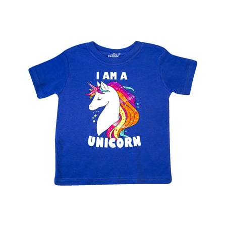 

Inktastic I am a Unicorn with Unicorn Illustration with White Text Gift Toddler Toddler Girl T-Shirt