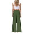 thumbnail image 4 of VISgogo Pantalones de Pierna Ancha para Mujer, Casual Sueltos Color Sólido Fruncido Cintura Vendaje Cintura Elástica Pantalones Femeninos VISgogo moda, 4 of 5