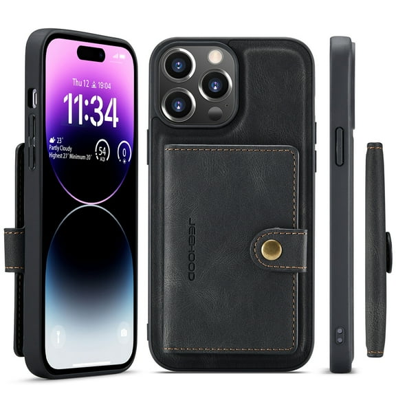 2 in 1 Detachable Cards Slot Phone Case for iPhone 16 Pro Max 16E 15 Plus 14 13 Mini 12 /12 Pro 11 15promax 14plus Magnetic Leather Cover