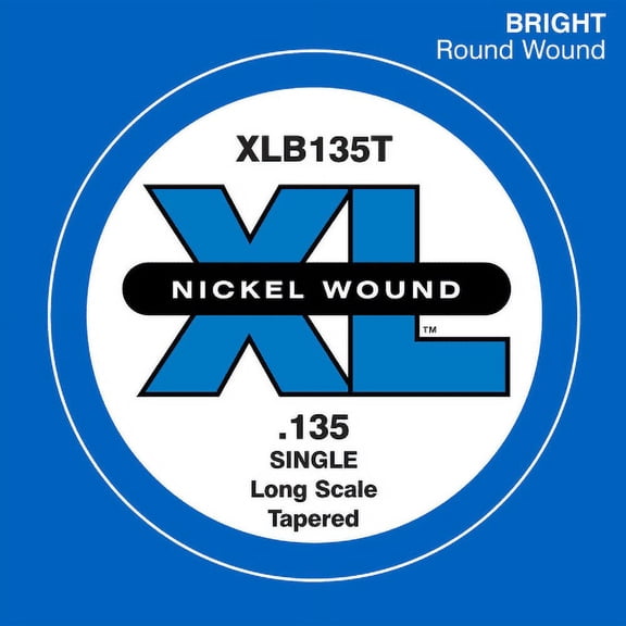 D'Addario XLB135T Nickel Wound Bass Guitar Single String, Long .135 Tapered