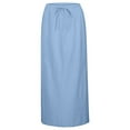 thumbnail image 4 of Women's Drawstring Elastic Waist Back Slit Solid Midi Skirt (Sky Blue M), 4 of 5