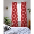 thumbnail image 3 of Red Moroccan Sheer Curtains 84 Inch Length 2 Panels Set for Living Room/Bedroom, Morocco Ethnic Abstract Quatrefoil Grid Kitchen Curtains Grommet Semi-Sheer Curtains Window Treatments 42"x84"x2, 3 of 7