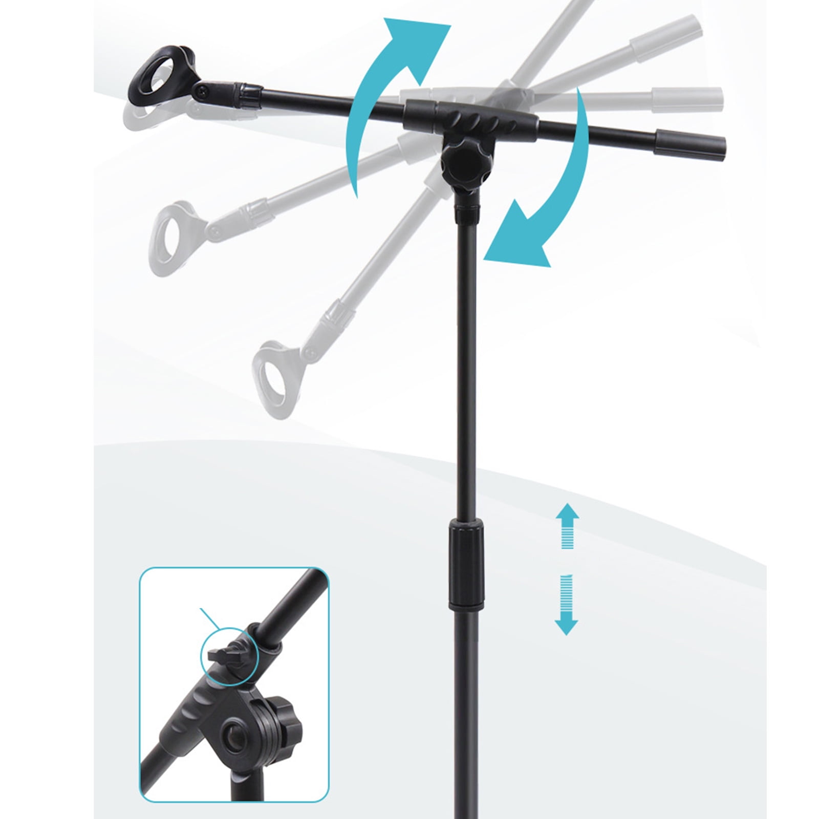 Rotating Mic Holder with Detachable Arm, Expandable Base for Vocal/Instrument Use in Studio & Live