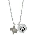 thumbnail image 1 of Delight Jewelry Stainless Steel Custom Engraved Texas - Silvertone Script Initial Disc - D - Charm Necklace, 20"+3", 1 of 4