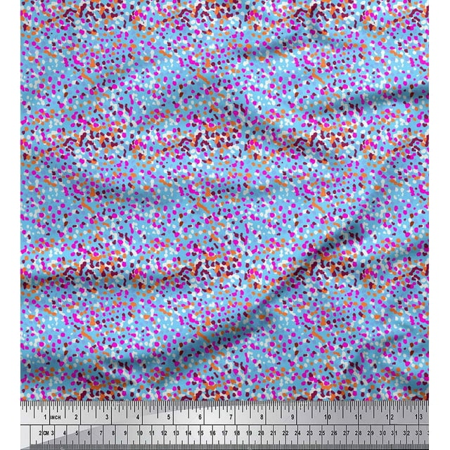 Soimoi Blue Modal Satin Fabric Brush Stroke Abstract Decor Fabric Printed Yard 42 Inch Wide
