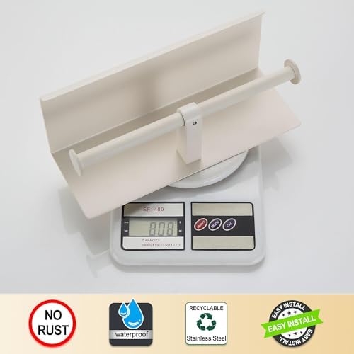 Double Toilet Paper Holder with Shelf White Stainless Steel 304 Wall Mount Double Toilet Roll Holder for Bathroom